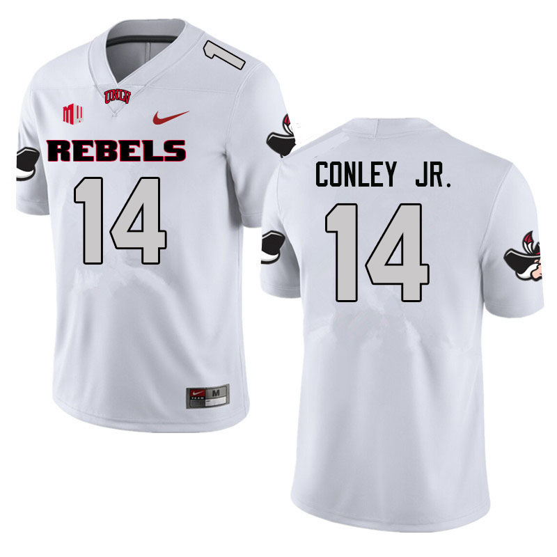 Men #14 Keith Conley Jr. UNLV Rebels College Football Jerseys Sale-White - Click Image to Close